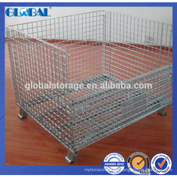 Contenedor de malla de alambre plegable apilable industrial